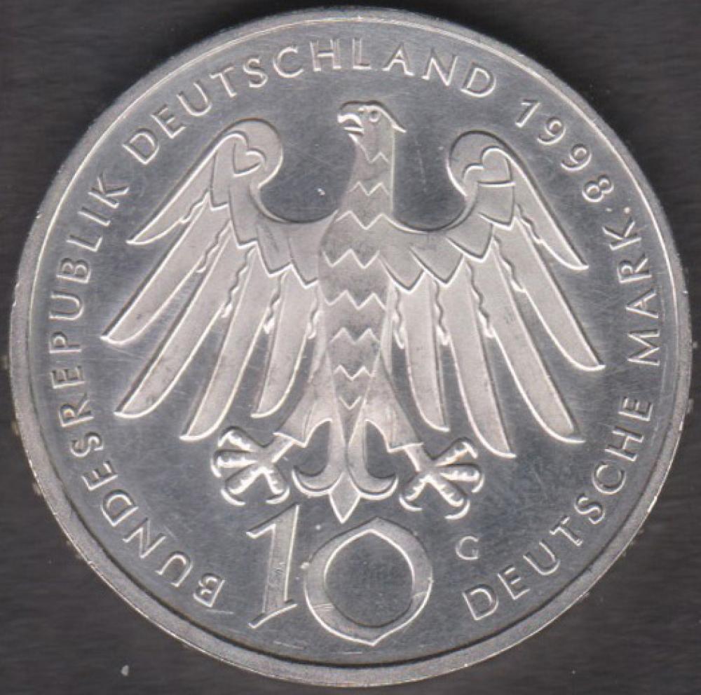 10 DM Münze Gedenkmünze 1998 "900. Geburtstags der heiligen Hildegard von Bingen"