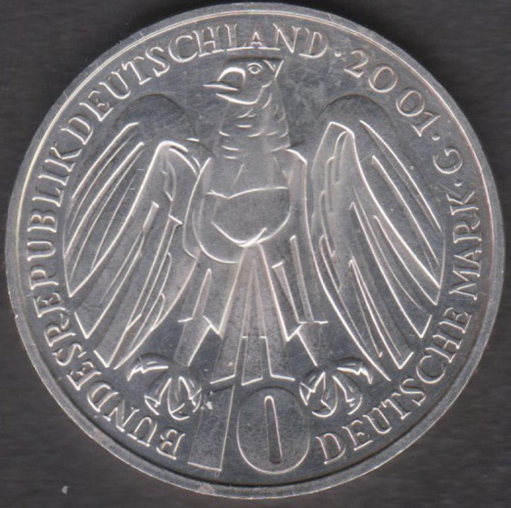 10 DM Münze Gedenkmünze 2001 „50 Jahre Bundesverfassungsgericht“