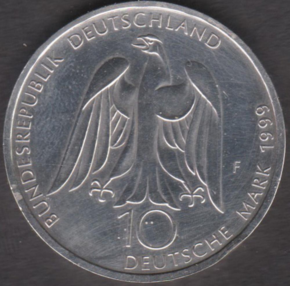 10 DM Münze Gedenkmünze 1999 „Weimar – Kulturstadt Europas / 250. Geburtstag von Johann Wolfgang von Goethe“