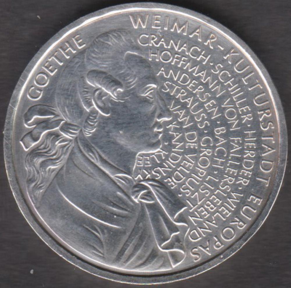 10 DM Münze Gedenkmünze 1999 „Weimar – Kulturstadt Europas / 250. Geburtstag von Johann Wolfgang von Goethe“