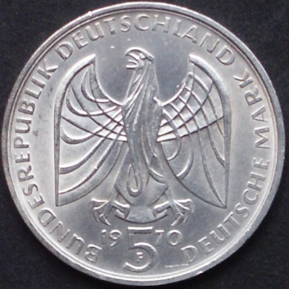 5 DM Münze Gedenkmünze 1970 "Ludwig van Beethoven"