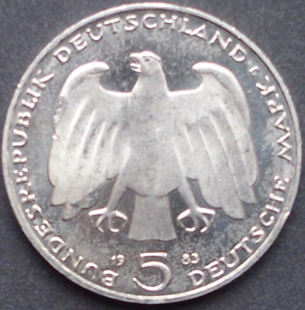 5 DM Münze Gedenkmünze 1983 "100. Todestag von Karl Marx"