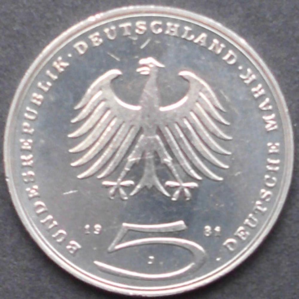 5 DM Münze Gedenkmünze 1981 "200. Todestag des Dichters Gotthold Ephraim Lessing"