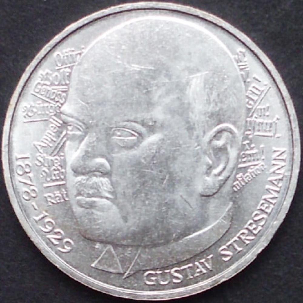 5 DM Münze Gedenkmünze 1978 "100. Geburtstag von Gustav Stresemann"