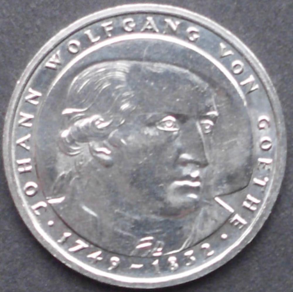 5 DM Münze Gedenkmünze 1982 "150. Todestag von Johann Wolfgang von Goethe"