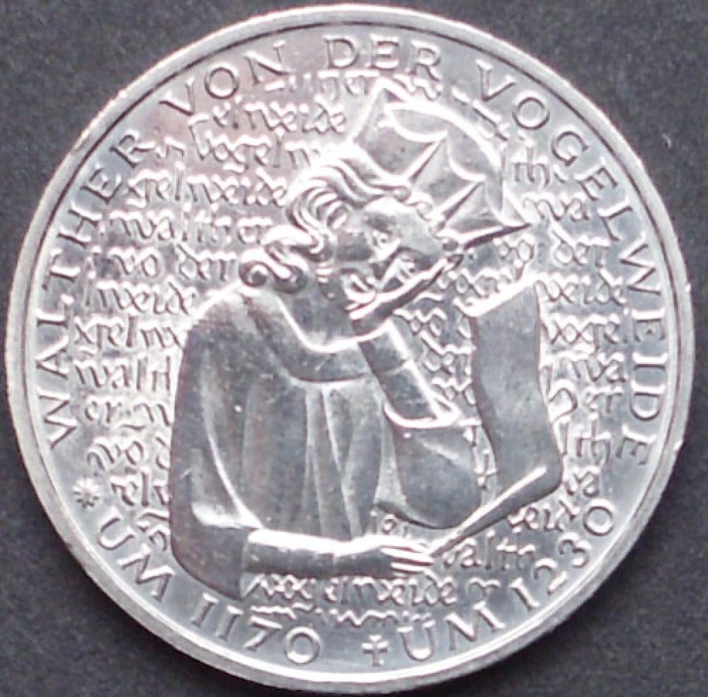 5 DM Münze Gedenkmünze 1980 "750. Todestag des Minnesängers Walther von der Vogelweide"