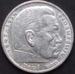 5 Reichsmark 1935 Deutsches Reich "zu Ehren von Paul von Hindenburg (1847–1934)"