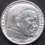 5 Reichsmark 1937 Deutsches Reich 1937 "Porträt von Paul von Hindenburg (1847–1934)"