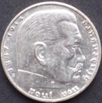 2 Reichsmark 1937 Deutsches Reich "Porträt von Paul von Hindenburg"